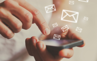 Mail symbols coming out of phone