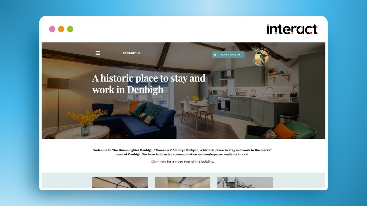 Hummingbird Denbigh website home page, example of web design services available